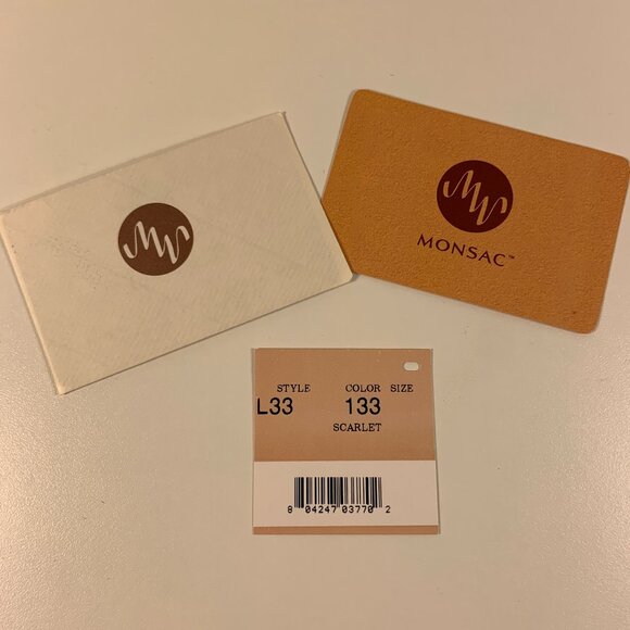 Vintage Monsac Leather Card Holder Wallet SLG Red Scarlet Small Leather Good - Picture 4 of 9